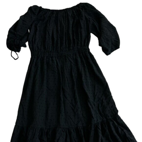 Alice Rinaldi Clip Dot Dress Black 1/2 Sleeve Ruched Made in Italy Size 2 - Picture 10 of 12